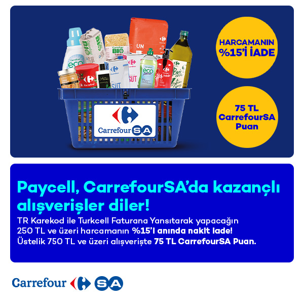 CarrefourSA’dan TR Karekod Harcamanıza 100 TL Nakit İade ve 75 TL CarrefourSA Puan!