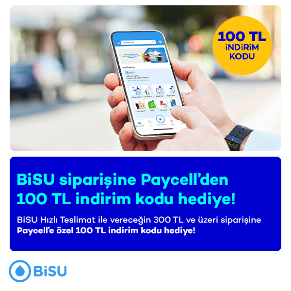 BiSU Hızlı Teslimat ile 300 TL ve Üzeri Siparişe 100 TL İndirim!